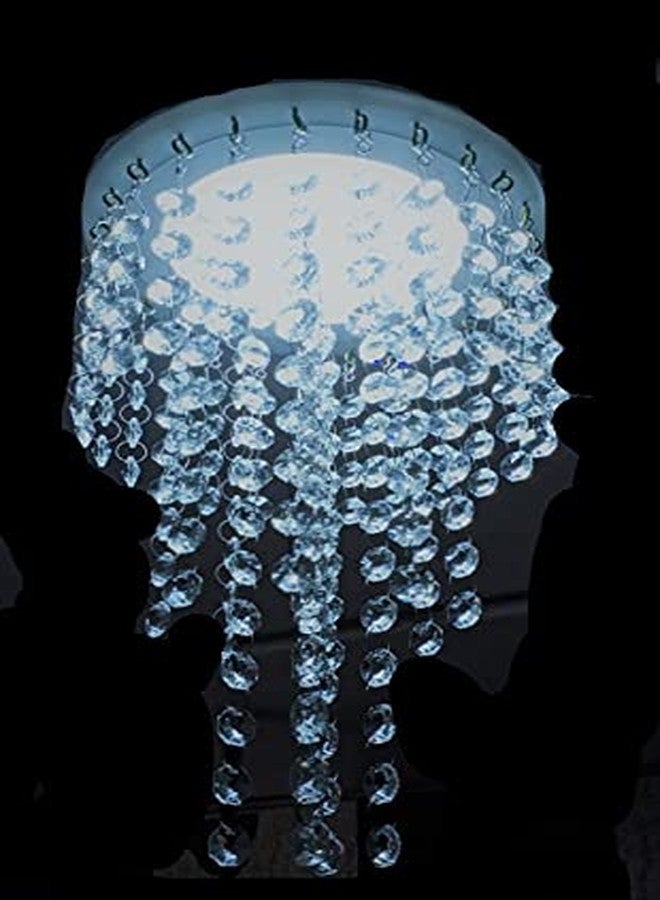 CRYSTA WORLD 4 Light Crystal Chandelier Luxury Light Lamp Round Crystal Rain Drop Pendant Light Fixture for Living Room Bedroom.(FIX) (Warm White) - Image 1